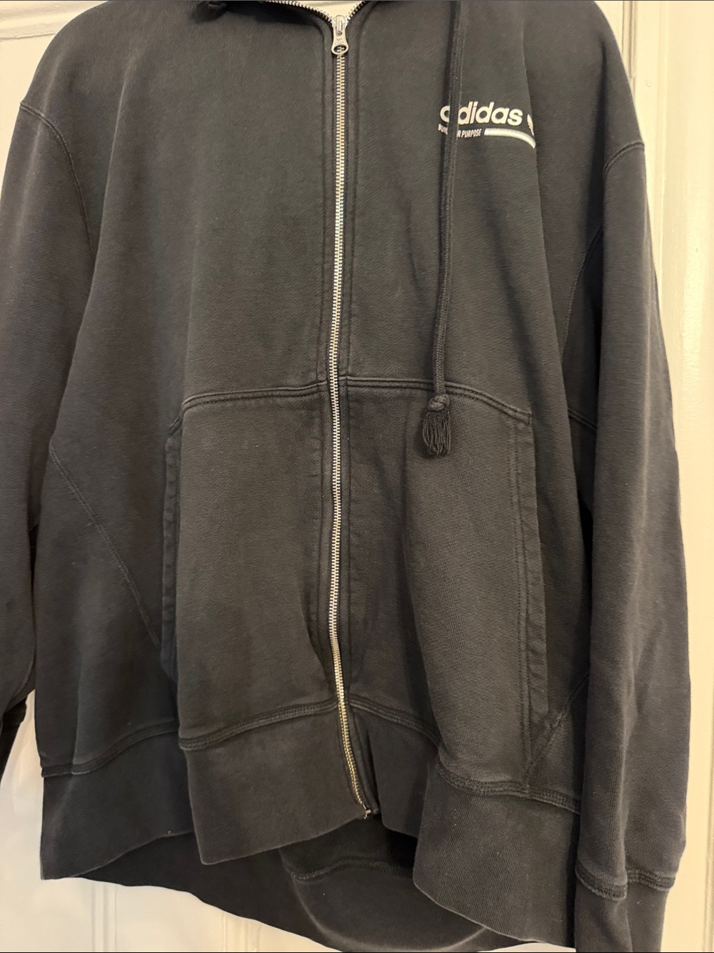 adidas Black Full-Zip Hoodie Jacket with Logo